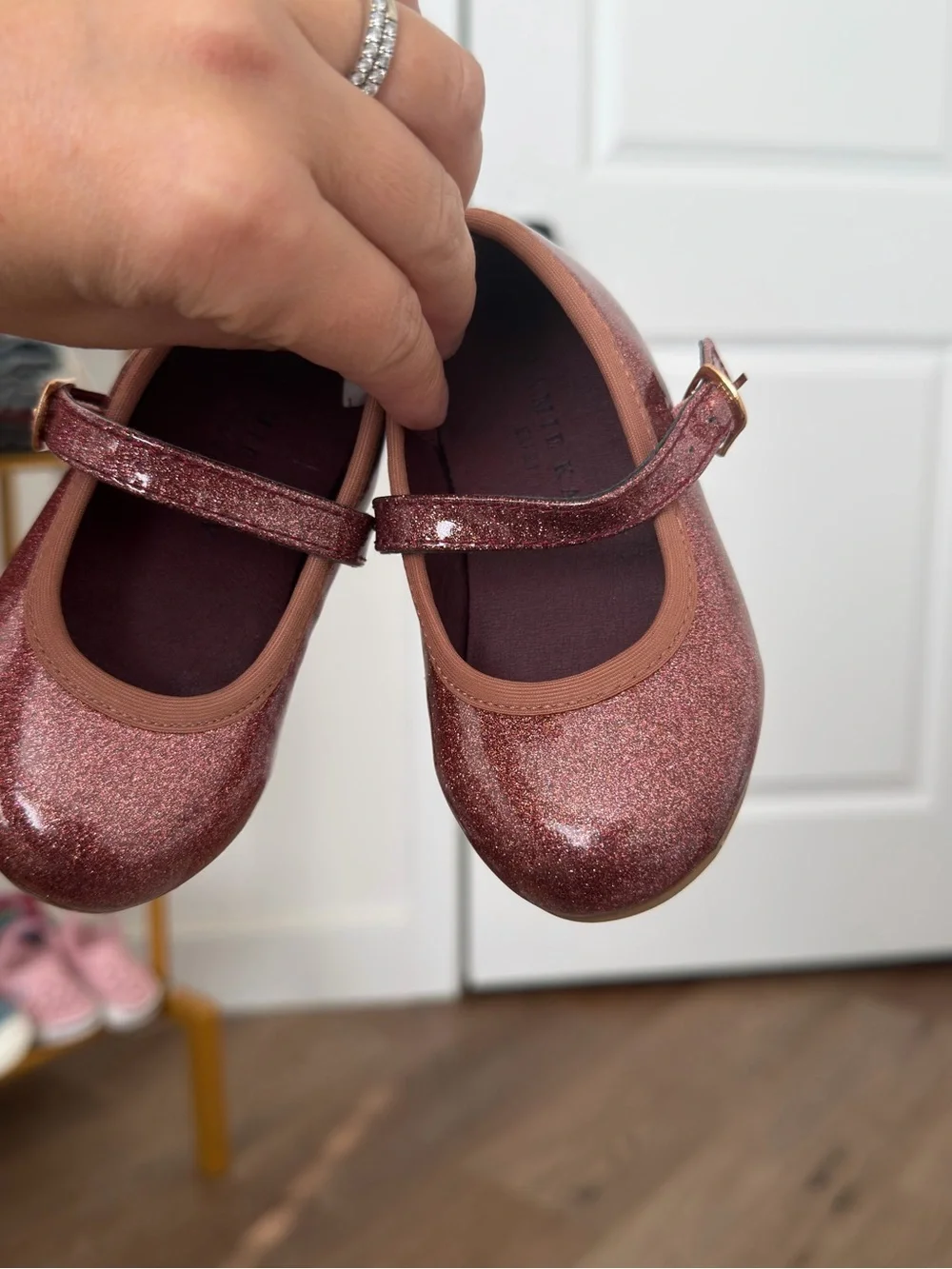 Jamie Kay Pink Mauve Glitter Mary Jane Ballerina Shoes Size 5.5c Baby Girl